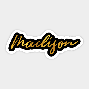 Madison Name Hand Lettering in Faux Gold Letters Sticker